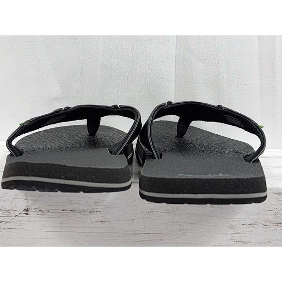 Sanuk Black/Gray Sandals Slip On Thong Flip Flops, Men's/Boys Size 6.5 - Picture 4 of 9